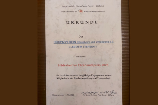 Ehrenamtspreis Urkunde